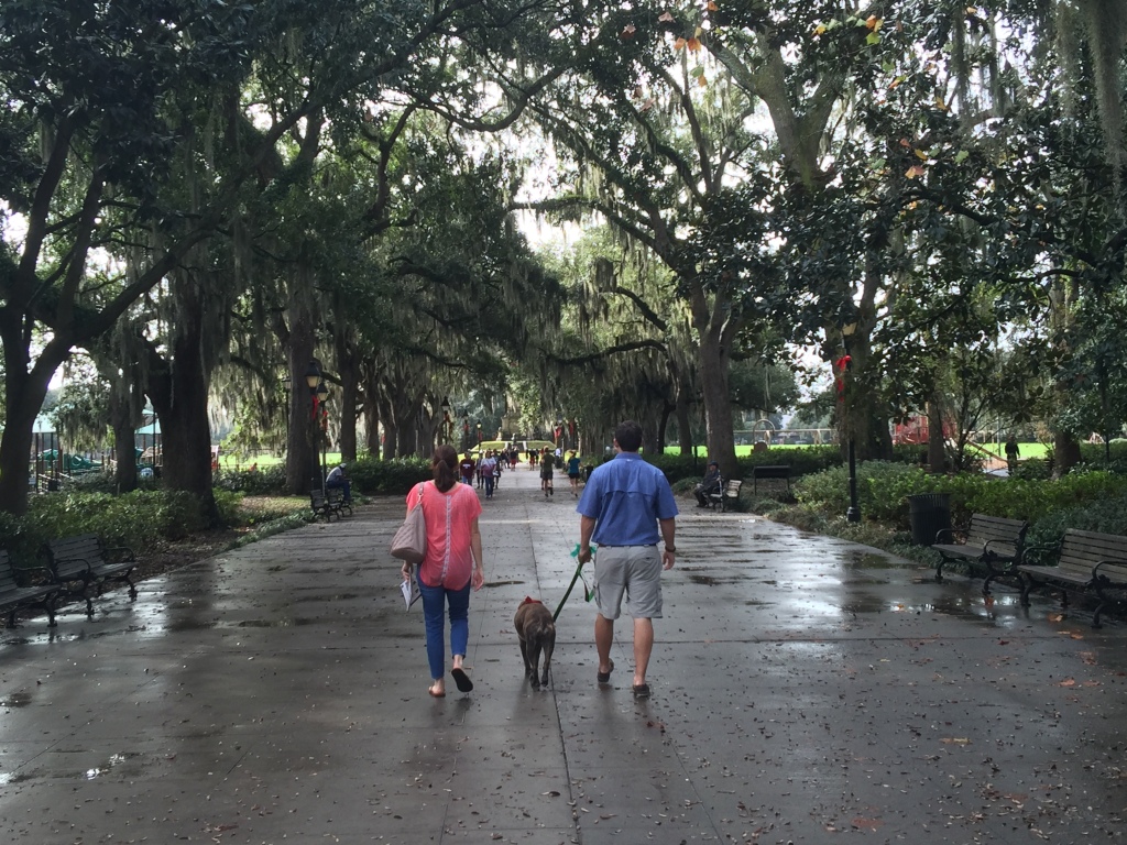 Walking through Forsyth Park, Savannah, Georgia 